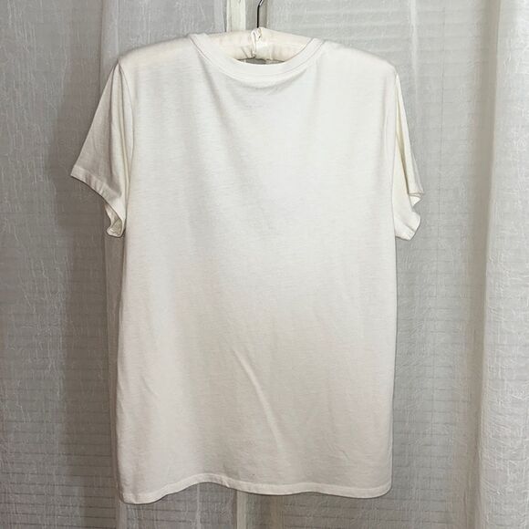 Lucky Brand S Ivory Classic Navy Logo Short Sleeve Tee Cloud Dancer - Picture 2 of 11